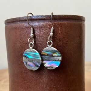 Vintage Abalone Pendant Dangle Earrings